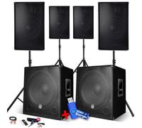 Pack Sono Complet 4800W, 4 Enceintes, 2 Subwoofers USB/BLUETOOTH CABLE PC + Pieds, Prestations SONO DJ USB 32go inclus