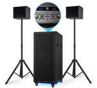 Pack SONO complet BM SONIC BMS-PRO1208-DJ 2000W SUB AMPLIFIE 700W RMS +2x SAT 150W, 2x Bluetooth, 2x USB, Optique AUX FM, LED