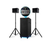 Pack SONO complet BMS-PRO1208-DJ 2000W SUB AMPLIFIE 700W RMS +2x SAT 150W, 2x Bluetooth, 2x USB, Optique AUX FM, LED