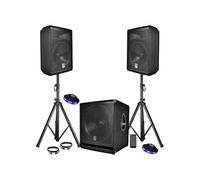 PACK SONO COMPLET BMS1812 USB/Bluetooth 2400W Sub 18" + 2 Enceintes 12" + Pieds + Câbles + Tél + 2 Ovni