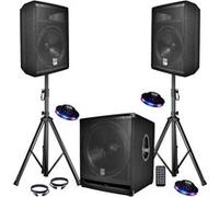PACK SONO COMPLET BMS1812 USB-Bluetooth 2400W Sub 18"" + 2 Enceintes 12"" + Pieds + Câbles + Tél + 3 Ovni
