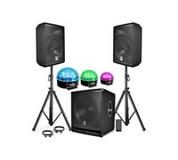 PACK SONO COMPLET BMS1812 USB/Bluetooth 2400W Sub 18" + 2 Enceintes 12" + Pieds + Câbles + Tél + 3 SIXMAGIC