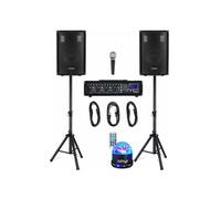 McGrey Pack sono BP-210 – haut-parleurs 10", table de mixage Bluetooth/USB, micro, éclairage LED