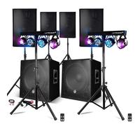PACK SONO Complet Mariage Fête 4400W 4 Enceintes 2 SUBS USB/BLUETOOTH CABLE PC Prestations SONO DJ PORTIQUES LUMIERES LED