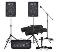 Pack Sono Complet MAX Music / Power Dynamics / Vonyx - 2 Enceintes 8″ 800 W + Mixeur 8 Canaux + Micro Filaire + Pied & Câbles