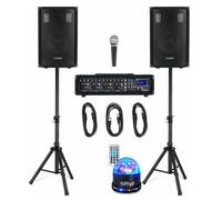 Pack Sono complet - MCGREY - BP-210 - 2x baffles 10"" - Table de mixage Bluetooth USB/SD - Micro & statifs