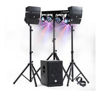 Pack Sono DJ 1000W complet BM SONIC BMS-12-ARRAY-BT Enceintes +SUB 31cm USB/Bluetooth, Câbles, Eclairage LED Bar Salle des fêtes