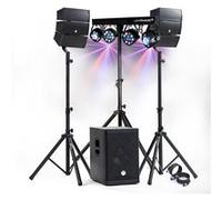 Pack Sono DJ 1000W complet BM SONIC BMS-12-ARRAY-BT Enceintes +SUB 31cm USB/Bluetooth, Câbles, Eclairage LED Bar Salle des fêtes G