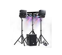 Pack Sono DJ 1000W complet BM SONIC BMS-12-ARRAY-BT Enceintes +SUB 31cm USB/Bluetooth, Câbles, Eclairage LED Bar Salle des fêtes