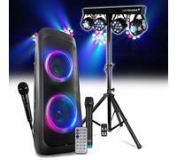 Pack SONO DJ 1000W Lumineuse Lecteur CD, Amplifiée/Batterie, Bluetooth USB, SONO, Jeux de lumières PartyBox, Soirée, Fête, BAR