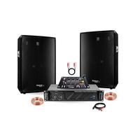 Pack Sono DJ 1080W Total - Ampli AMP300-MKII 2x240W + 2 Enceintes DISCO12B 600W + Table Mixage DJ21USB-MKII USB + Câbles - Soirée dj