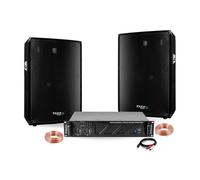Pack Sono DJ 1080W Total- Ampli IBIZA AMP300-MKII 2x240W + 2 Enceintes DISCO12B 2x600W + Câblages - DJ Soirée Mariage Animation