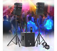 Pack Sono DJ 1200W BM SONIC 2 Enceintes satellites ENORME SUB 38cm USB/Bluetooth, 2 MICROS, Animation, Mariage, Baptême, Soirée