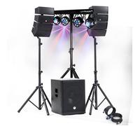 Pack sono DJ 1200W complet BM SONIC BMS15ARRAYBT Enceintes Subwoofer 38cm USB Bluetooth Câbles Éclairage LED Salle des fêtes