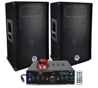 Pack Sono DJ 1200W Enceintes Bass Reflex 3 voies 12" 2x600W - Amplificteur 100W USB MP3 SD BLUETOOTH,PC, ENTRÉES MICROS Câbles