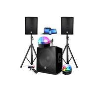 PACK SONO DJ 1800W ENCEINTE + SUBW USB Bluetooth + PIEDS + CABLES et 2 BALLS LED offerts - PA DJ SONO MIX Soirée disco mobile