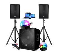 PACK SONO DJ 1800W ENCEINTE + SUBW USB Bluetooth + PIEDS + CABLES et 2 BALLS LED offerts - PA DJ SONO MIX Soirée disco mobile