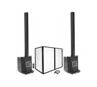 Pack Sono DJ 2 Enceintes colonne avec caisson 480W RMS 10/25cm MEGAMAX-TOWER Bluetooth TWS - Facade DJ pliable - Soirée Mariage