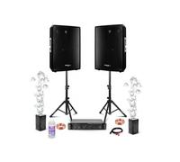 Pack Sono DJ 2 Enceintes Ibiza DISCO15B 2x700W - Pied Support - Ampli Ventilé 2x800W AMP1000-MKII - 2 Machines Bulles BUBBLE-DREAM Noir