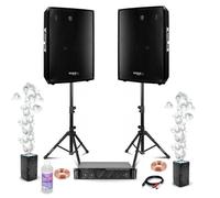 Pack Sono DJ 2 Enceintes Ibiza DISCO15B 2x700W - Pied Support - Ampli Ventilé 2x800W AMP1000-MKII - 2 Machines Bulles BUBBLE-DREAM