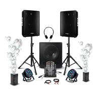 Pack Sono DJ 2 Enceintes Ibiza DISCO15B 700W- Caisson SUB15A 800W - Table Mixage DJM150USB-BT - 2 PAR RGB - 2 Machines à Bulles