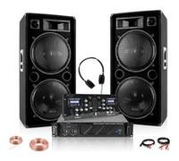 Pack Sono DJ 2 Enceintes Ibiza STAR212 2x1500W - Ampli 2x800W AMP1000-MKII - Table Mixage DJM250BT-MKII - Soirée Pro Fête Mariage Noir