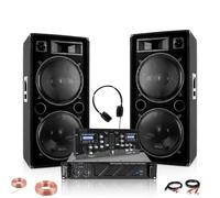 Pack Sono DJ 2 Enceintes Ibiza STAR212 2x1500W - Ampli 2x800W AMP1000-MKII - Table Mixage DJM250BT-MKII - Soirée Pro Fête Mariage