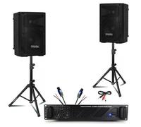 Pack Sono DJ 2 Enceintes Ibiza XTK12-MKII 12"" 500W - Ampli 2x600W AMP800-MKII - Pieds support - Câbles PC Speakon - Soirée Mariage