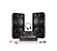 Pack Sono DJ 2 Enceintes Ibiza STAR212 2x1500W - Ampli 2x800W AMP1000-MKII - Table Mixage DJM250BT-MKII - Soirée Pro Fête Mariage