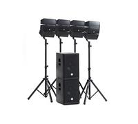 Pack Sono DJ 2000W complet BM SONIC BMS-12-ARRAY-BT - 4 Enceintes satellites, 2x SUB 31cm USB/Bluetooth, Supports Câbles