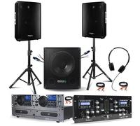 Pack Sono DJ 2000W Gemini CDX-2250I - Table Mixage DJM250BT-MKII - Caisson SUB15A 800W - 2 Enceintes DISCO12B 600W - Pieds Support