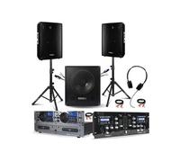 Pack Sono DJ 2000W Gemini CDX-2250I - Table Mixage DJM250BT-MKII - Caisson SUB15A 800W - 2 Enceintes DISCO12B 600W - Pieds Support