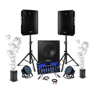 Pack Sono DJ 2200W - 2 Enceintes Ibiza DISCO15B - Caisson 800W SUB15A - Table Mixage DJM102-BT - 2 PAR RGB - 2 Machine à Bulles