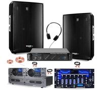 Pack Sono DJ 2360W Platine CD Gemini CDX-2250I USB - Table Ibiza DJM102-BT - Ampli AMP600-MKII 2x480W - 2 Enceintes DISCO15B 700W