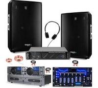 Pack Sono DJ 2360W Platine CD Gemini CDX-2250I USB - Table Ibiza DJM102-BT - Ampli AMP600-MKII 2x480W - 2 Enceintes DISCO15B 700W Noir