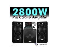 Pack sono dj 2800w cube 1512 avec caisson amplifiée - encentes - cables hp et pc led pa dj led light sound
