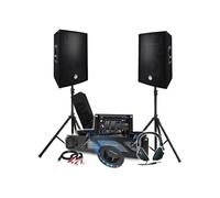 BM SONIC Pack Sono DJ 3200W – Ampli, Enceintes, Table de mixage, Casque, Micros, LED