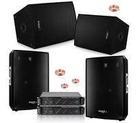 Pack Sono Dj 3360W Total 4 Enceintes 3 Voies Ibiza Sound 4 X 600W - 2 amplis 2 X 240W - Câblage - Idéal soirée Anniversaire Bar Club