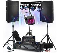 PACK SONO DJ 3400W Ampli 2000W, Enceintes 2x700W, Pieds, Table de Mixage, Portiques 8 LIGHTS Xperformer LED, Casque Micro