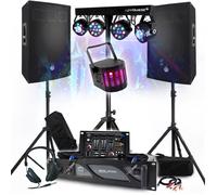 PACK SONO DJ 3400W Ampli 2000W, Enceintes 2x700W, Pieds, Table de Mixage, Portiques 8 LIGHTS Xperformer LED, Casque Micro
