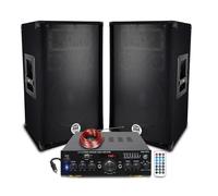 Pack Sono DJ 800W Enceintes Bass Reflex 3 Voies 10" 2x400W - Amplificteur 100W USB MP3 SD Bluetooth,PC, ENTRÉES MICROS Câbles