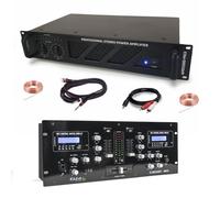 Pack Sono DJ Ampli Sound AMP2000-MKII 3000W - Table Mixage Bluetooth DJM250BT-MKII RCA XLR - Câbles RCA Jack enceintes inclus