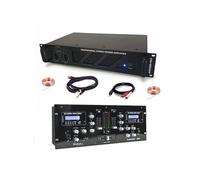 Pack Sono DJ Ampli Sound AMP2000-MKII 3000W - Table Mixage Bluetooth DJM250BT-MKII RCA XLR - Câbles RCA Jack enceintes inclus