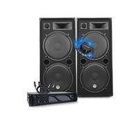 Pack Sono DJ BM SONIC Amplificateur 3000W, Haut-parleurs LSC215 2x2000W, Câbles Speakon, Sonorisation PRO CLUB BAR FETES LED