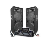 Pack Sono DJ Amplificateur 3000W, Paire d'Enceintes Passives LSC215 2x2000W, Table de Mixage, Casque DJ, Câbles, Micro