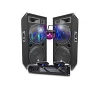 Pack Sono DJ Amplificateur 4000W, Paire d'Enceintes Passives LSC215 2x2000W, Câbles Speakon, Sonorisation PRO Light LED