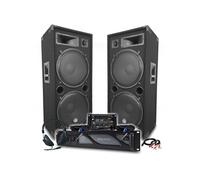 Pack Sono DJ Amplificateur 4000W, Paire d'Enceintes Passives LSC215 2x2000W, Table de Mixage, Casque DJ, Câbles, Micro