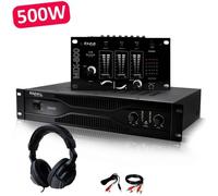 Pack Sono Dj Amplificateur 500W IBIZA SOUND SA500 + Table de mixage MIX800 + CASQUE + Câblages RCA + PC
