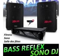 Pack Sono DJ Animation Enceintes BMS-15 Bass reflex CLUSTER 2x700W + Amplificateur PRO MyDj AC 2000W