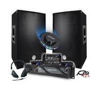 Pack Sono DJ BM Bmsonic Ampli 2000W, Enceintes 2x600W, Table de Mixage, Casque Câbles Micro, LED, Fête Soirée, Bar Salle des fêtes